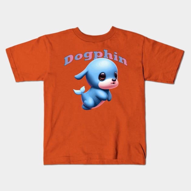 Dog X Dolphin AKA DOGPHIN | with text Kids T-Shirt by Nunae_Designs